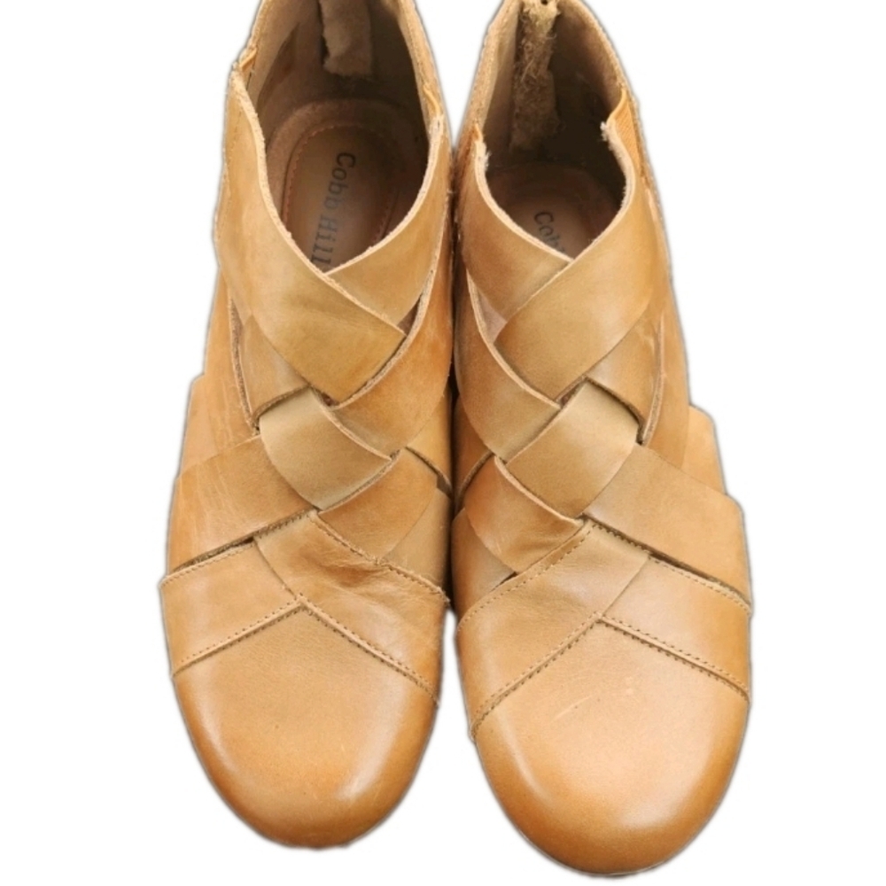 New Rockport Cobb Hill Sz 6.5 Laurel Comfort Woven Tan Leather Booties CI6229 - Picture 10 of 10